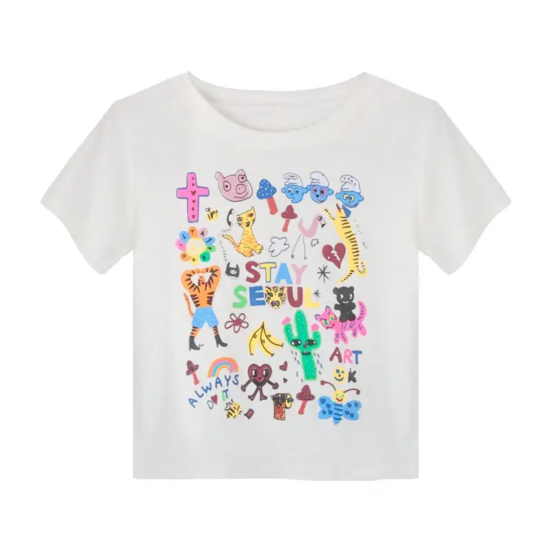 Women Graffiti Print T-Shirt White 2025 - Image 7