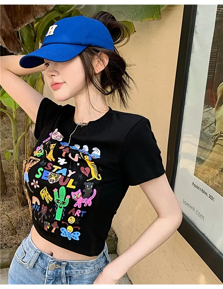 Women Graffiti Print T-Shirt White 2025 — feature 12