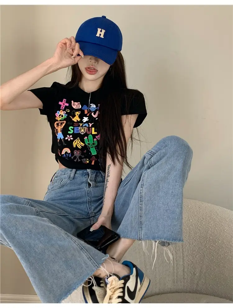 Women Graffiti Print T-Shirt White 2025 — feature 17