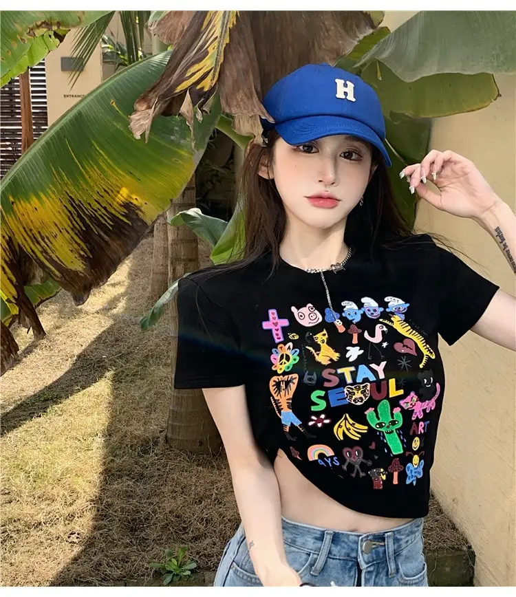 Women Graffiti Print T-Shirt White 2025 — feature 19