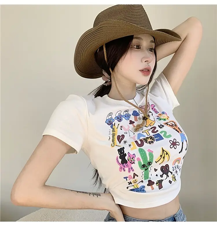 Women Graffiti Print T-Shirt White 2025 — feature 2