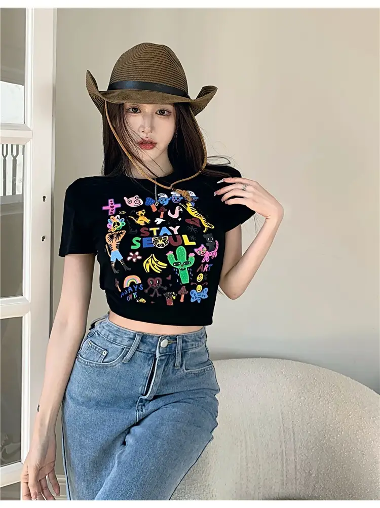 Women Graffiti Print T-Shirt White 2025 — feature 20