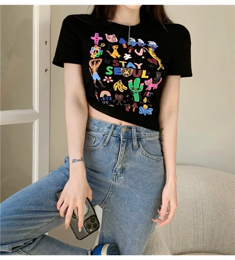 Women Graffiti Print T-Shirt White 2025 — feature 22