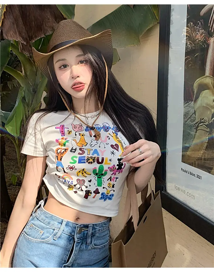Women Graffiti Print T-Shirt White 2025 — feature 6