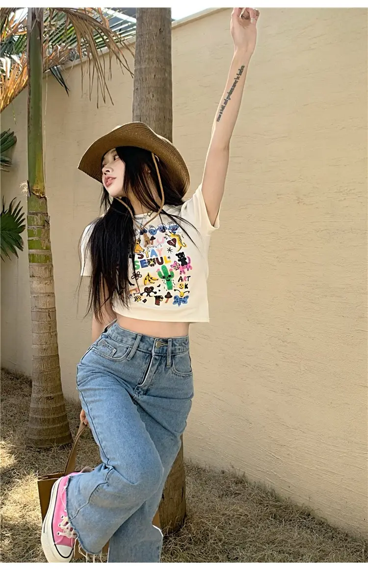 Women Graffiti Print T-Shirt White 2025 — feature 7