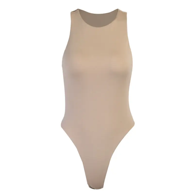 2022 Hollow Backless Round Neck Solid Color Slim Top - Image 6
