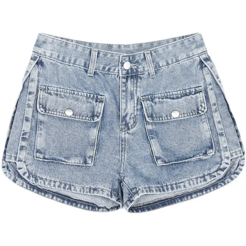 Petite Denim Shorts Women Summer 2022 High Waist Wide Leg - Image 7