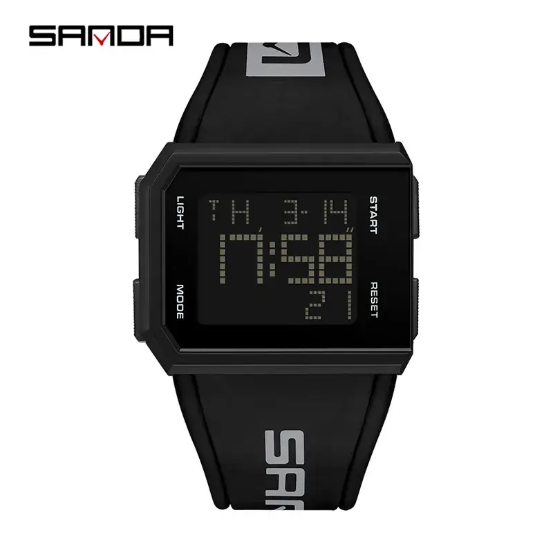 Sanda Waterproof Digital Watch for Men Women Black White - Image 2