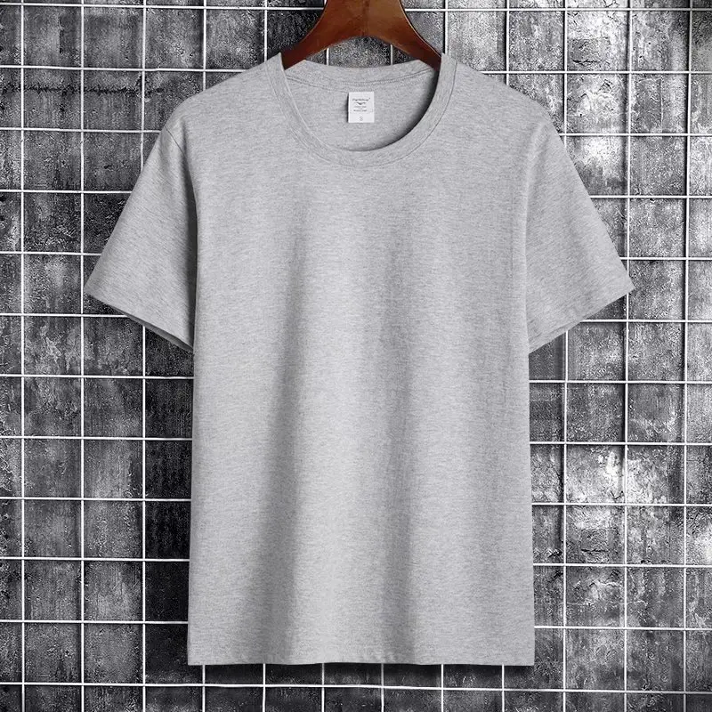 Men Grey Short Sleeve T-Shirt Solid Color - Image 9