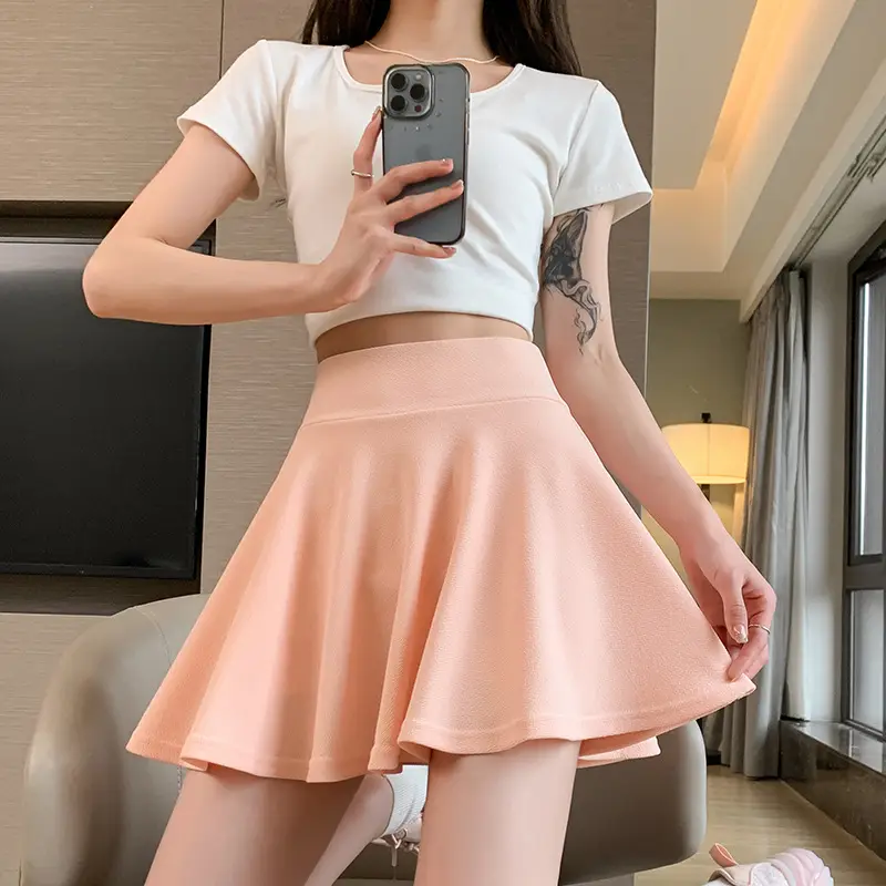 White Pleated Skirt Women Spring Summer High Waist Slimming Plus Size - Image 12
