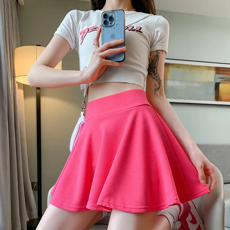 White Pleated Skirt Women Spring Summer High Waist Slimming Plus Size - Image 10
