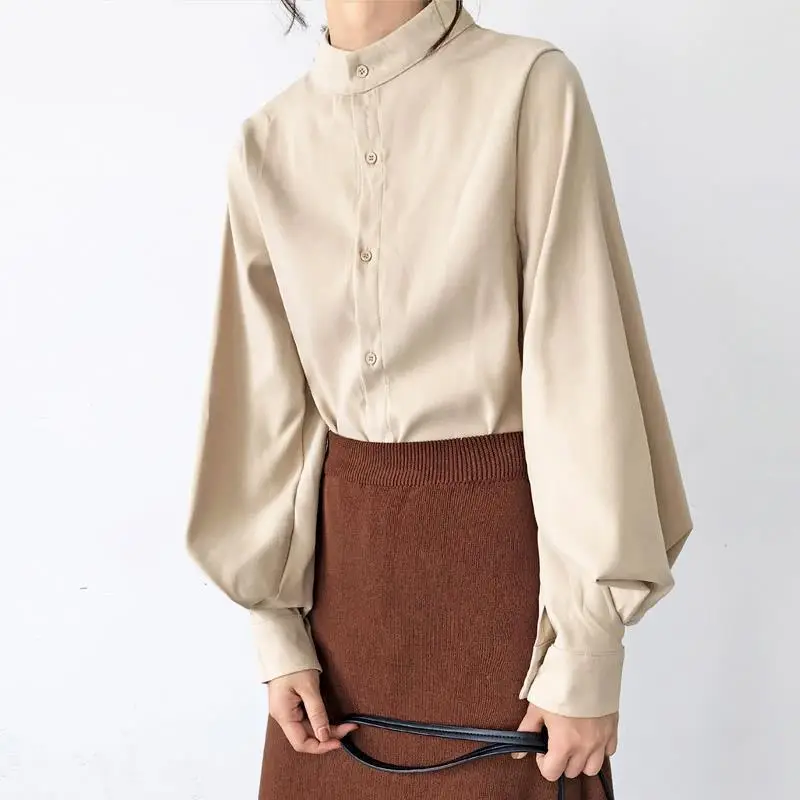 Women's Blue Long Sleeve Button Collar Shirt - Image 7