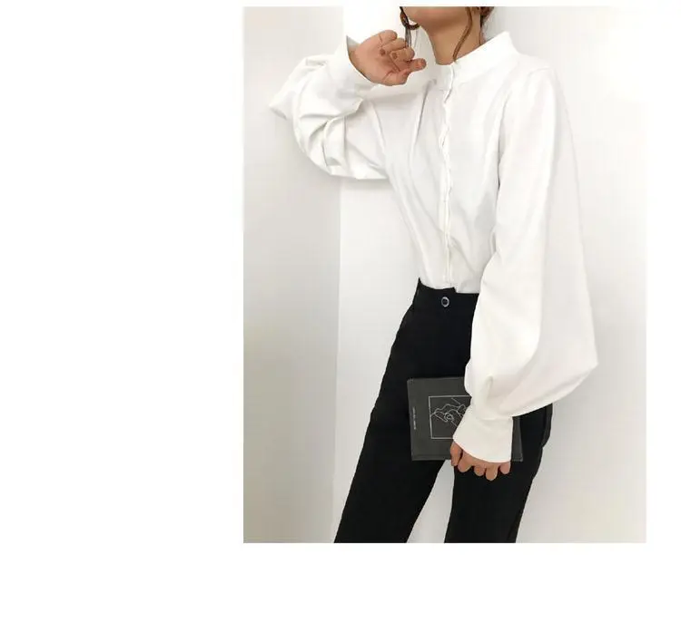 Women's Blue Long Sleeve Button Collar Shirt — feature 17