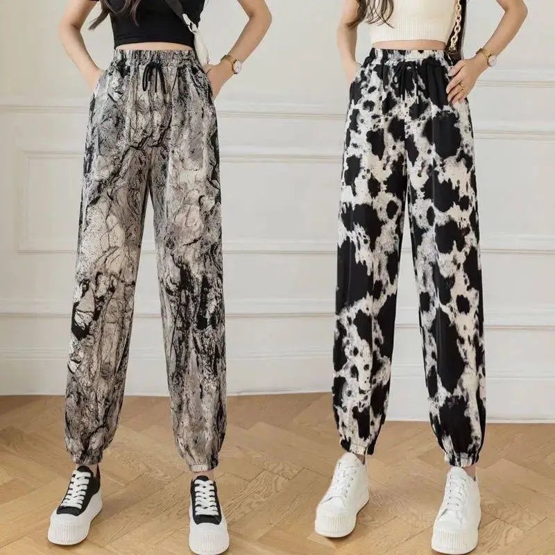Women Tie-Dye High Waist Draping Pants Summer Casual - Image 14