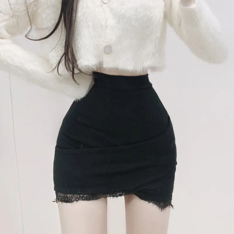 Black Lace High Waist Hip Skirt for Women - Image 6