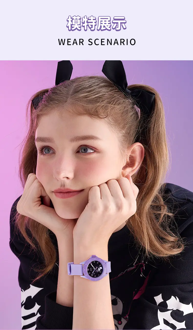 Purple ZGO Joint Watch for Girls with Skeleton Dial — feature 11