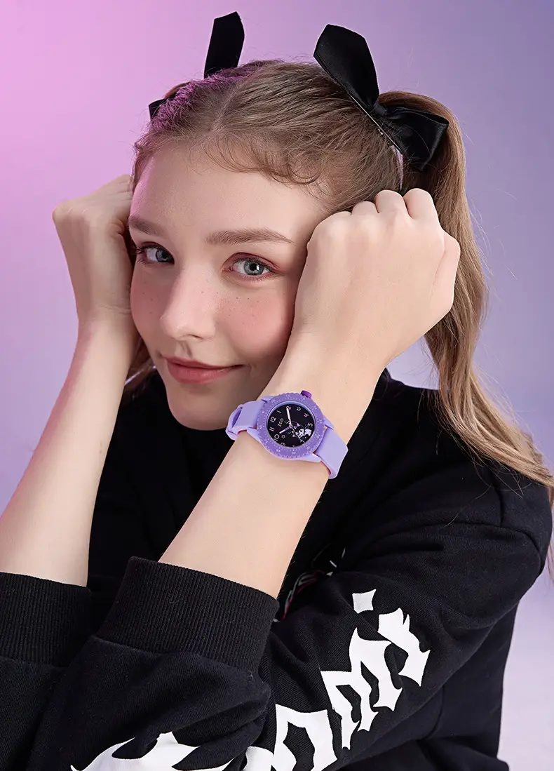 Purple ZGO Joint Watch for Girls with Skeleton Dial — feature 12