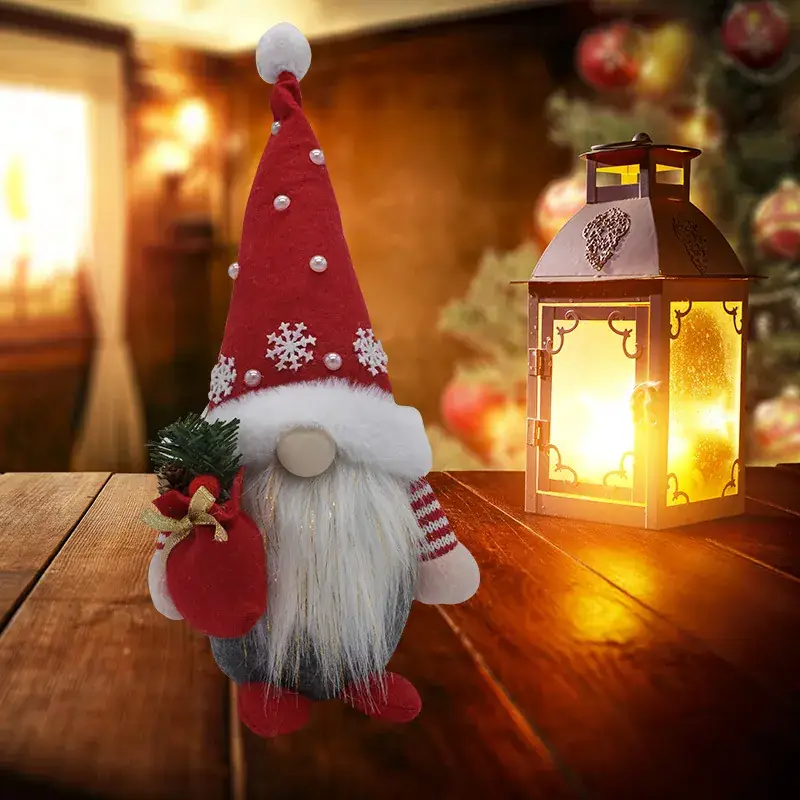 Christmas Doll Ornament Red Green Faceless Decor - Image 5