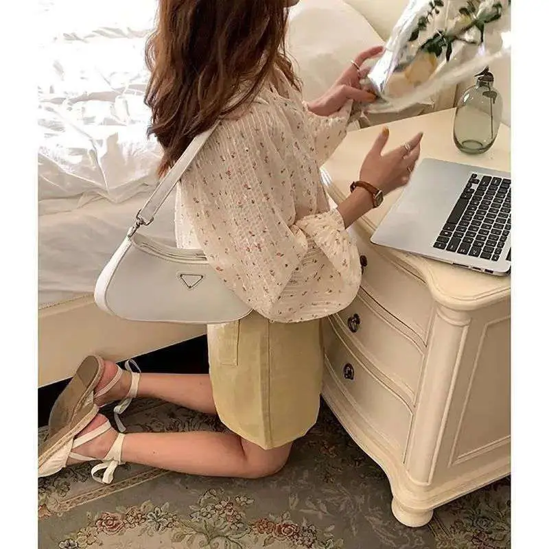 Small Fresh Spliced Floral Chiffon Shirt 2025 Summer Korean Style - Image 4
