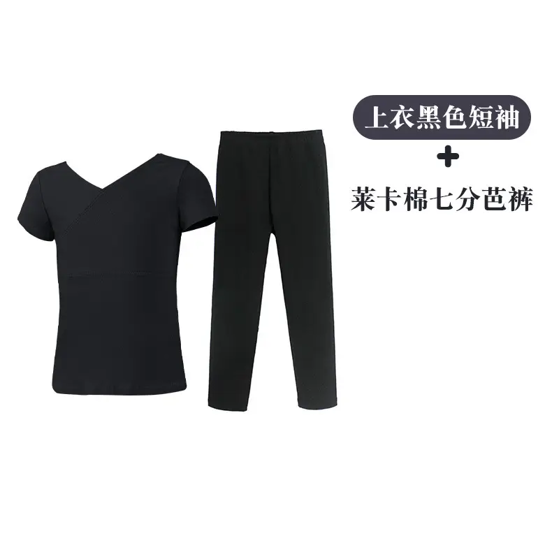 Girls Summer Dance Suit Split Training Shorts V-Neck T-Shirt - Image 11