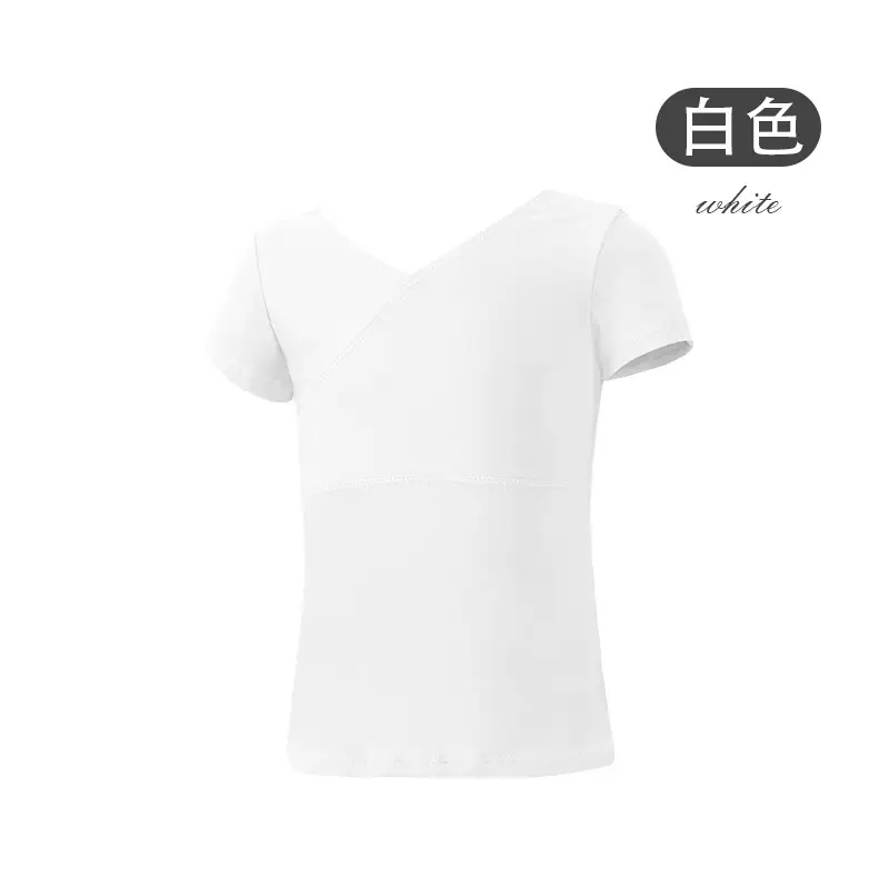 Girls Summer Dance Suit Split Training Shorts V-Neck T-Shirt - Image 2