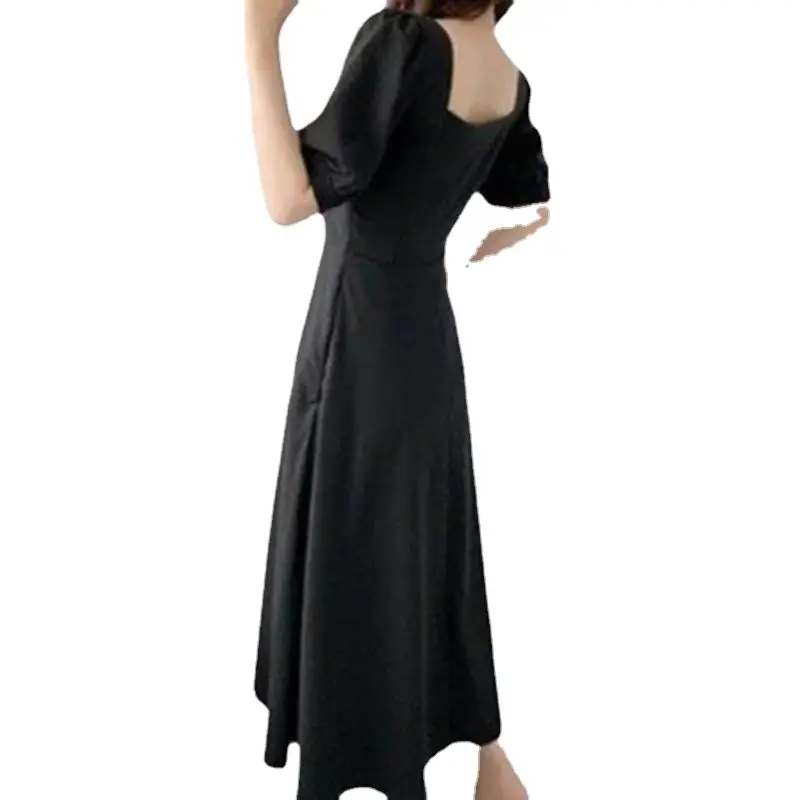 Women's Maroon Puff Sleeve Skirt Dress - Image 8