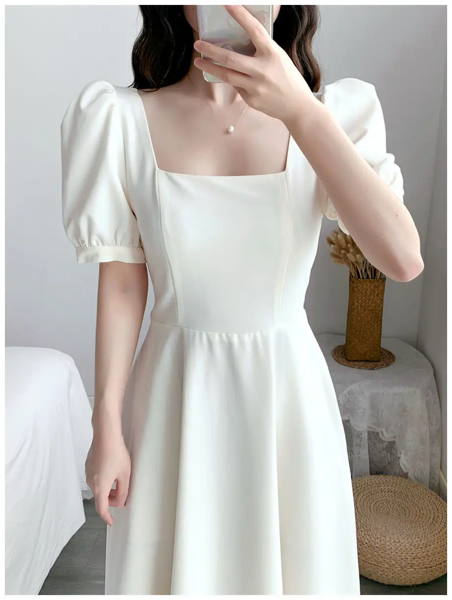 Women's Maroon Puff Sleeve Skirt Dress — feature 8
