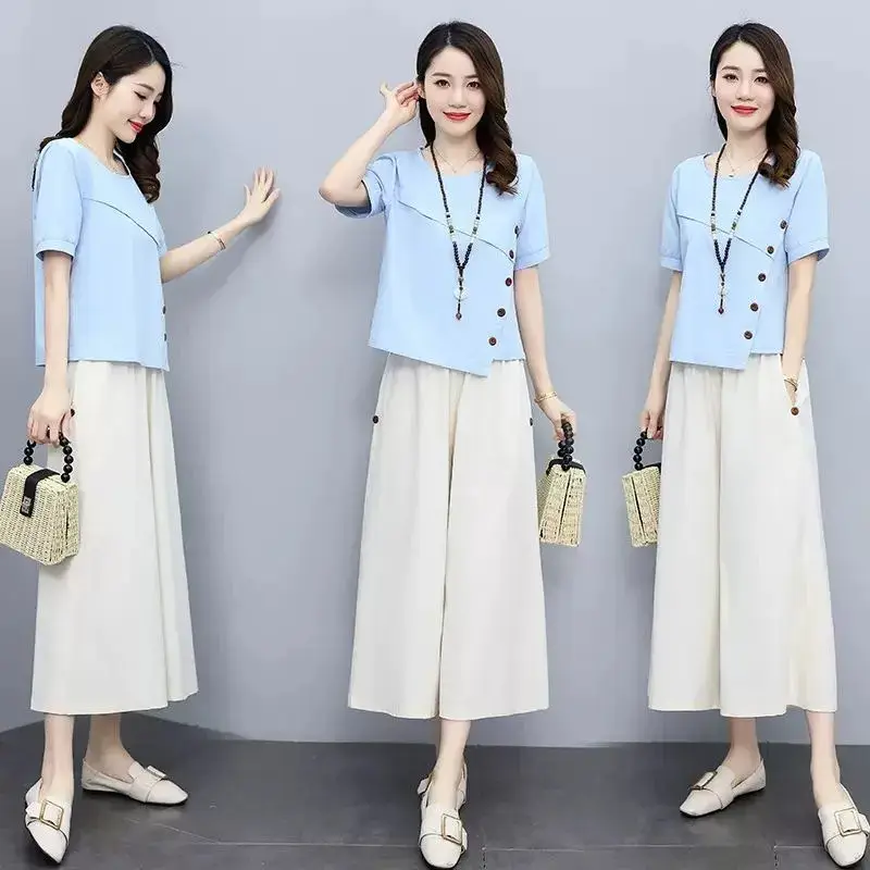 Women 2-Piece Pink White Summer Casual Outfit