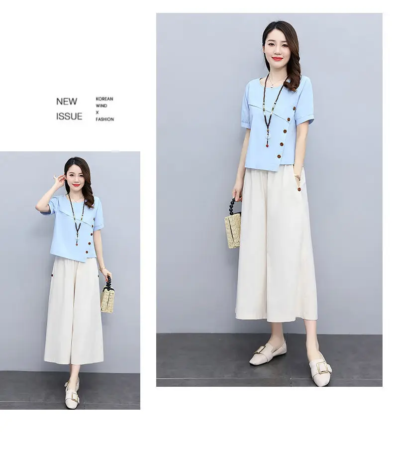 Women 2-Piece Pink White Summer Casual Outfit — feature 12