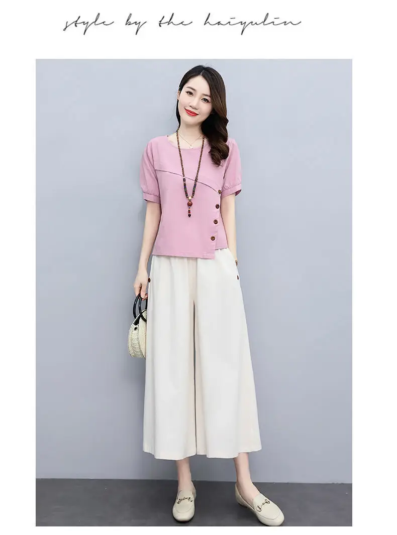 Women 2-Piece Pink White Summer Casual Outfit — feature 14