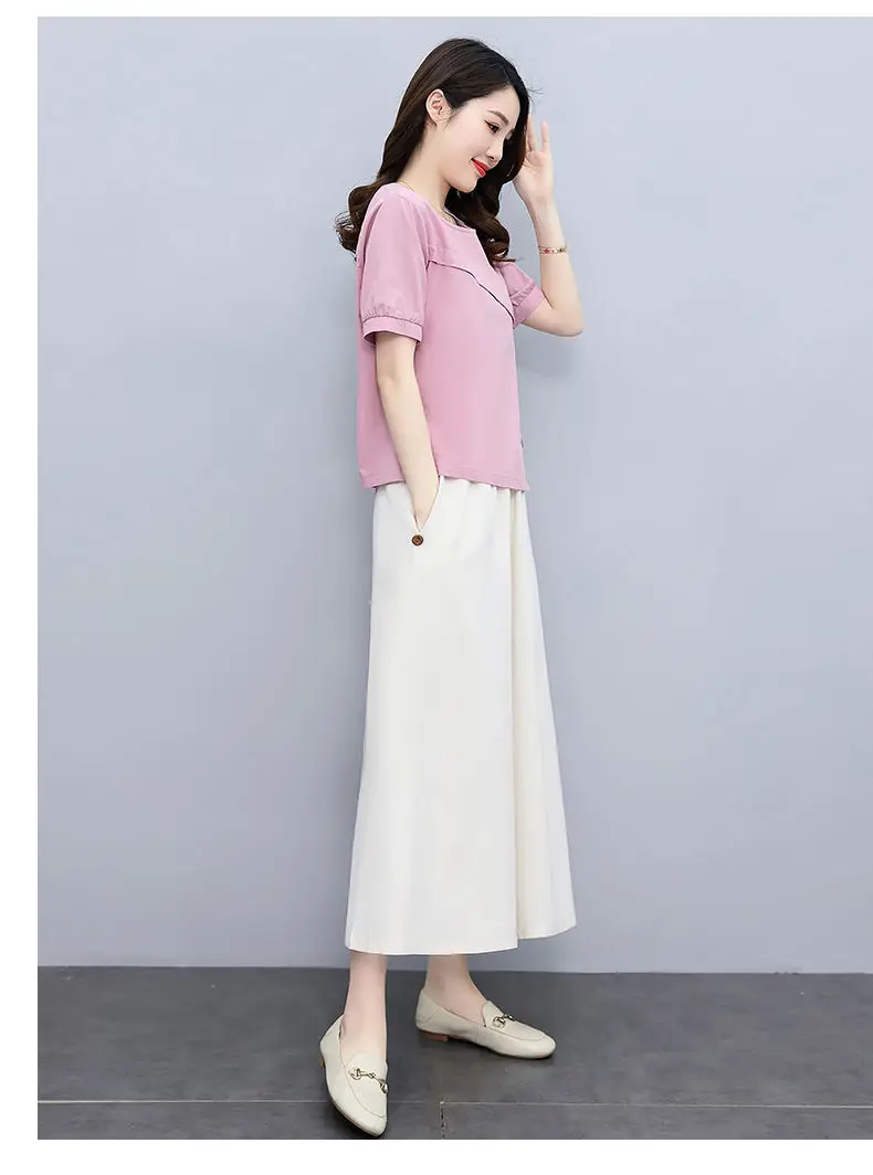 Women 2-Piece Pink White Summer Casual Outfit — feature 17