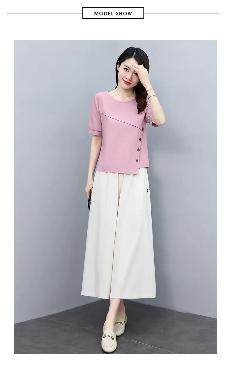 Women 2-Piece Pink White Summer Casual Outfit — feature 18