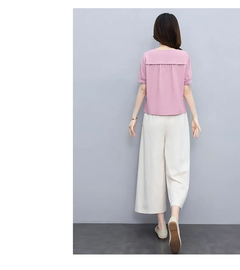 Women 2-Piece Pink White Summer Casual Outfit — feature 19