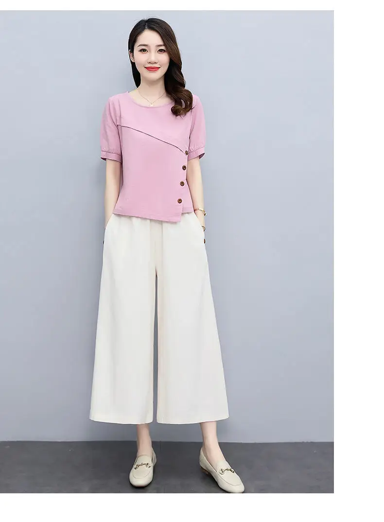 Women 2-Piece Pink White Summer Casual Outfit — feature 20