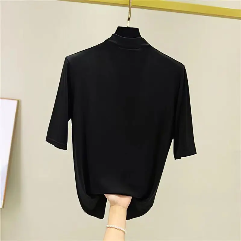 Women Black Quarter Sleeve Slim Fit Shirt Spring Autumn - Image 7