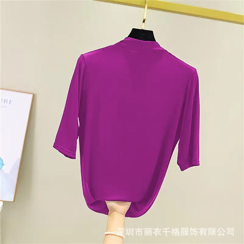Women Black Quarter Sleeve Slim Fit Shirt Spring Autumn - Image 8
