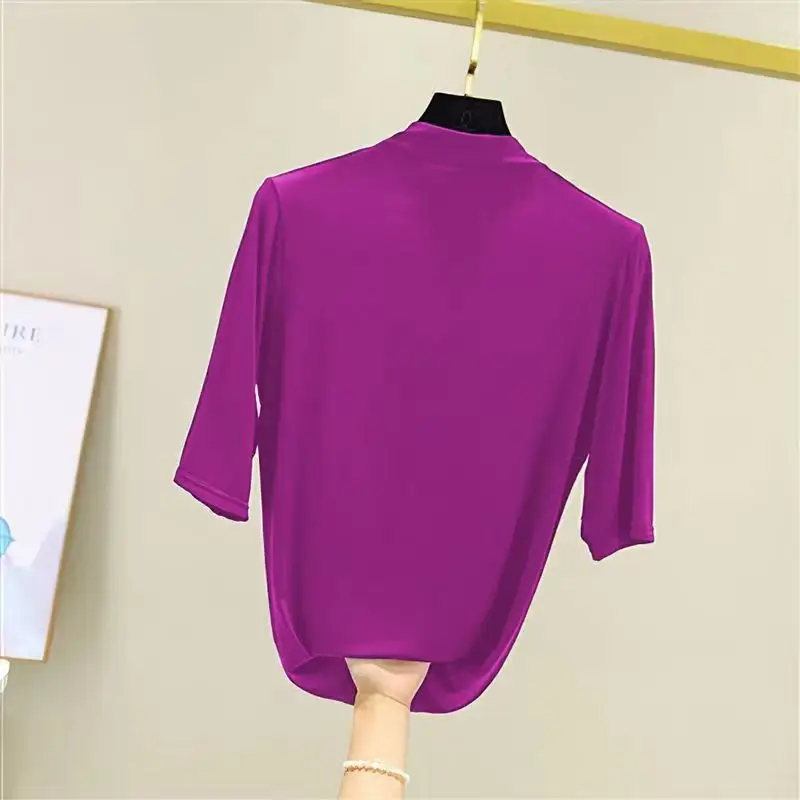 Women Black Quarter Sleeve Slim Fit Shirt Spring Autumn - Image 5