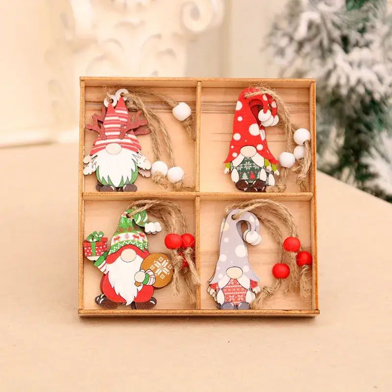 New 12 Pack Faceless Old Man Christmas Wooden Pendant Boxed Christmas Tree Small Hangers Christmas Decorations - Image 12