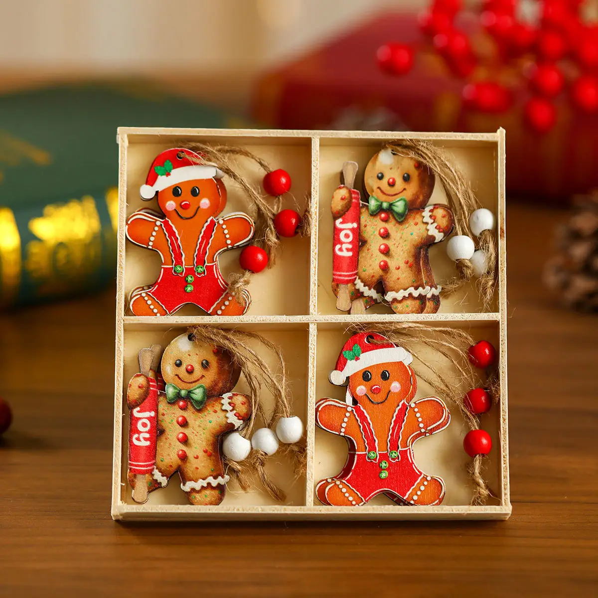 New 12 Pack Faceless Old Man Christmas Wooden Pendant Boxed Christmas Tree Small Hangers Christmas Decorations — feature 15
