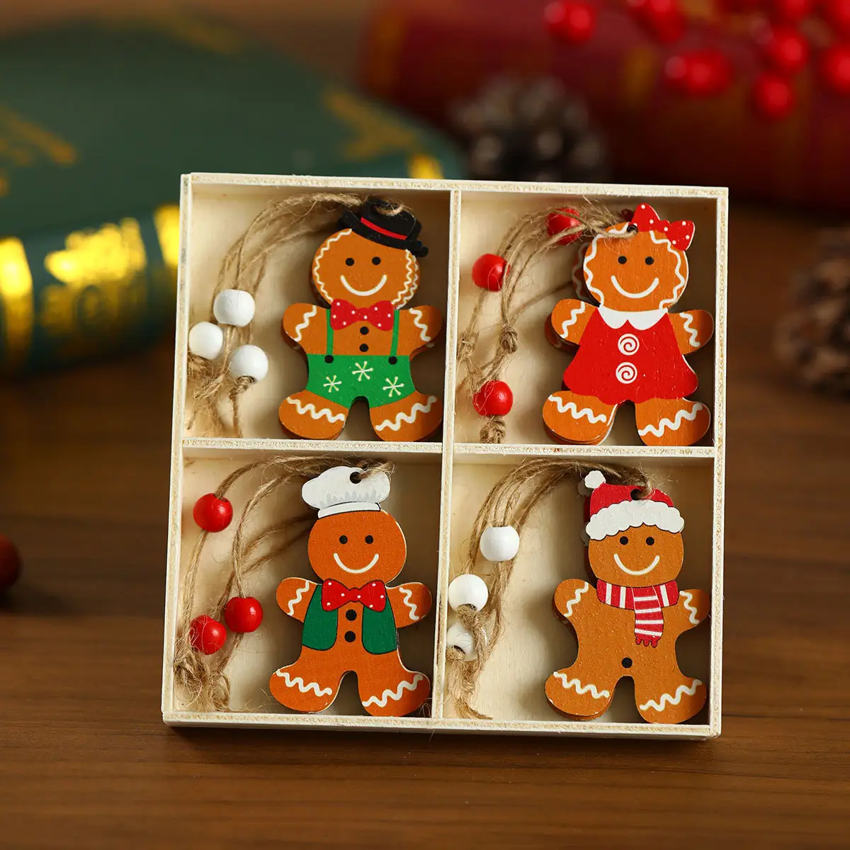 New 12 Pack Faceless Old Man Christmas Wooden Pendant Boxed Christmas Tree Small Hangers Christmas Decorations — feature 17