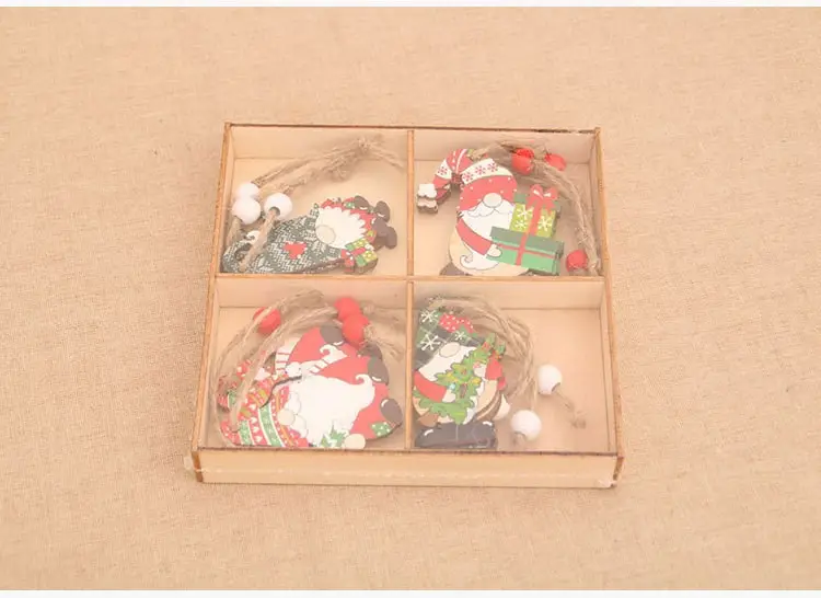 New 12 Pack Faceless Old Man Christmas Wooden Pendant Boxed Christmas Tree Small Hangers Christmas Decorations — feature 19
