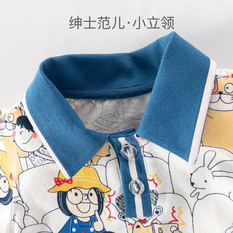 2023 Summer Boys Polo Shirt Baby Western Style Flip Collar - Image 7