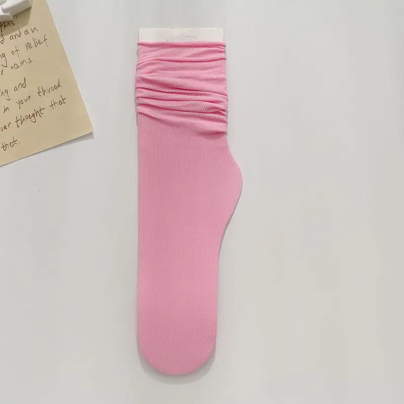 Ice Ice Socks Women's Korean-style Summer Thin Breathable Mid-barrel All-match Pile Socks Trendy Photo Show Color Socks