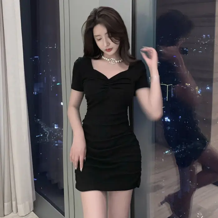2022 Pink Tiny Dress Short Sleeve Slim Fit Women - Image 4