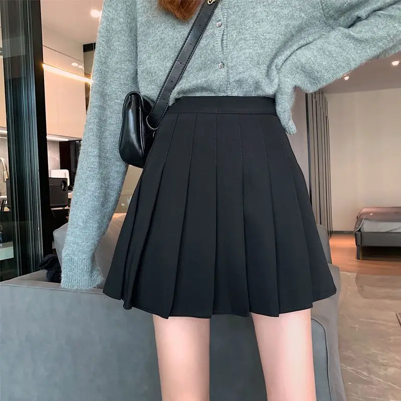 Black Pleated High Waist Skirt for Women - Image 10