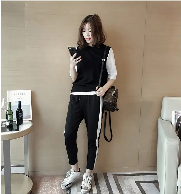 2023 Summer Women Black White Track Pants Set — feature 10