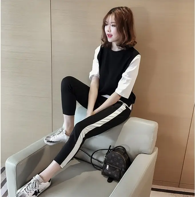 2023 Summer Women Black White Track Pants Set — feature 12