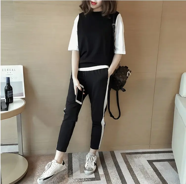 2023 Summer Women Black White Track Pants Set — feature 14