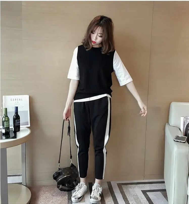 2023 Summer Women Black White Track Pants Set — feature 15