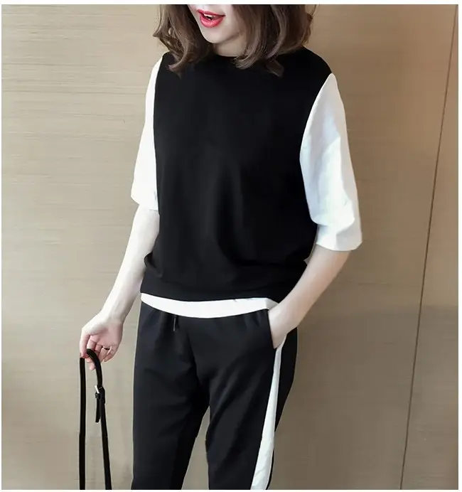 2023 Summer Women Black White Track Pants Set — feature 16